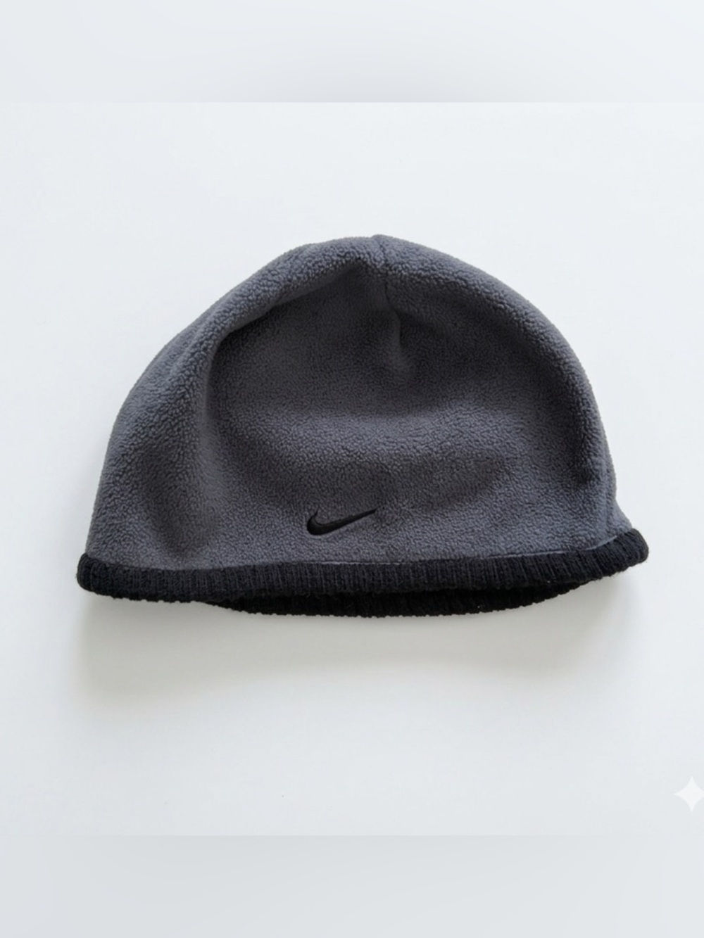 Nike Dark Gray Fleece Beanie with Black Swoosh Youth Size VintageY2K
